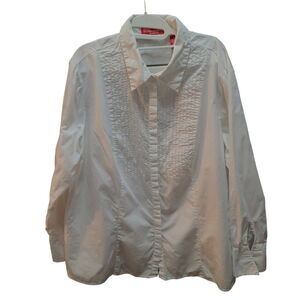Gloria Vanderbilt Button Up White Size 3X 100% Cotton Sparkle Long Sleeve Button